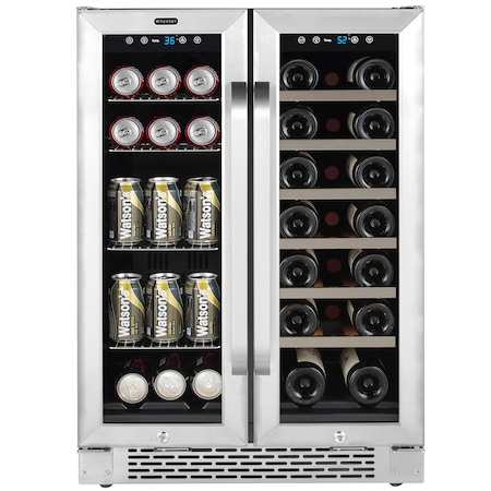 Whynter 24 in Built-In French Door Dual Zone Wine Refrigerator/Beverage Center BWB-2060FDS